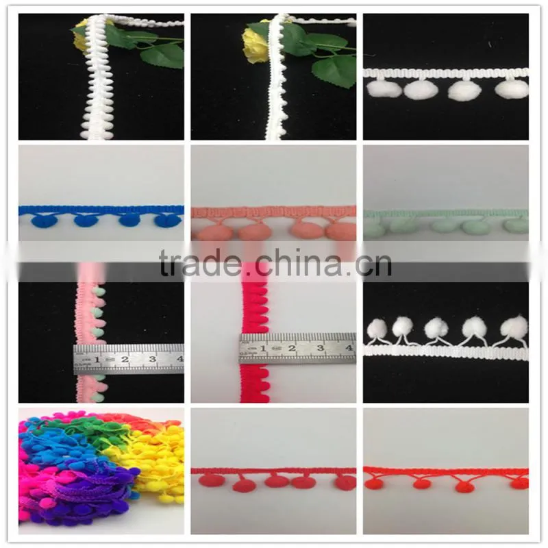 wholesale white pon pon trim nylon pom pom lace