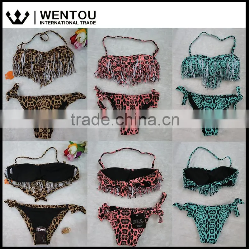 Wholesale Women Sexy Tassel Leopard Bikini Set