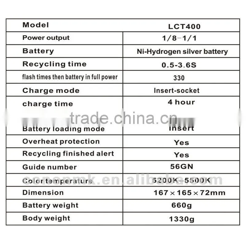 Cononmark LCT400WS outdoor strobe light for commodity shooting