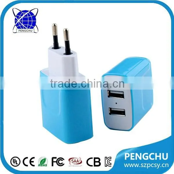 wholesale mini usb wall charger 5v 2.4a 2ports for mobile phone