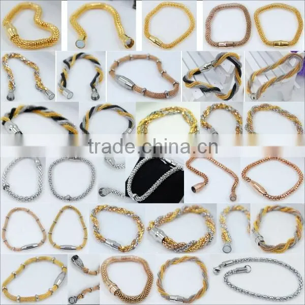 Stainless Steel mesh chain bracelets,Gold plated mesh magnetic bracelets