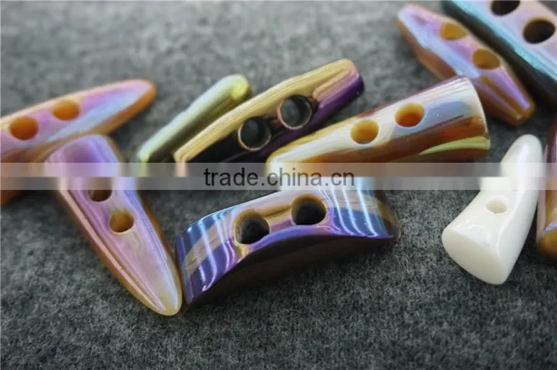 SPECIAL PLATING COLORFUL RESIN TOGGLE BUTTON FOR GARMENT ACCESSORIES