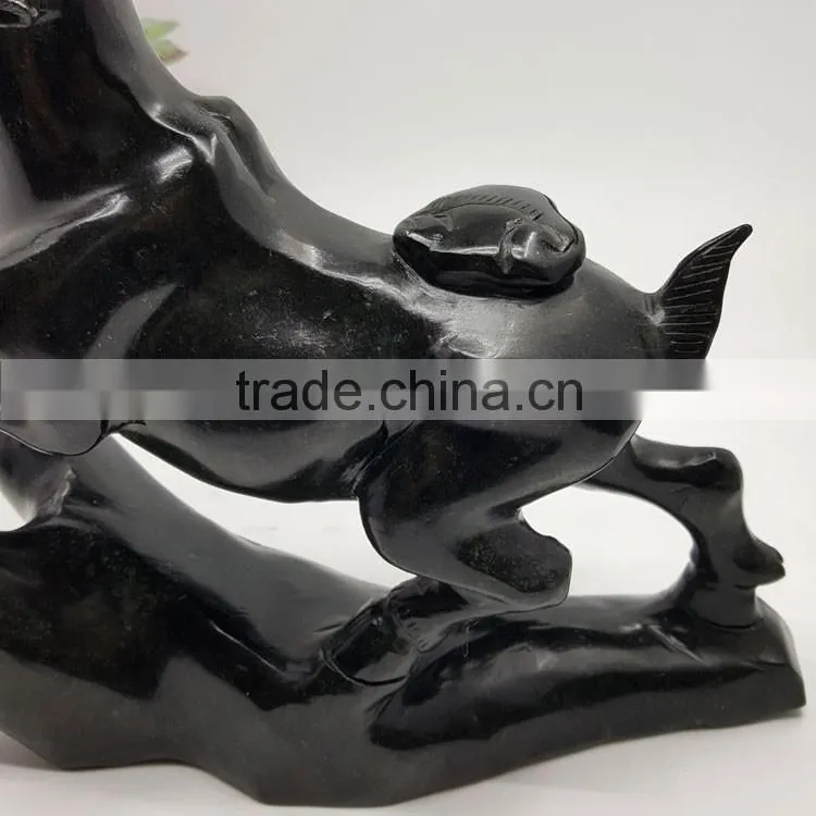 Obsidian sheep figurine Chinese zodiac animal carvings