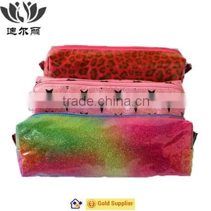 promotional red leather makeup bag pencile case