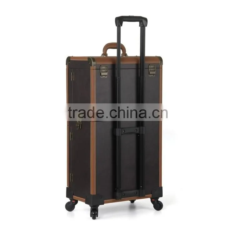 Professional & Stylish pvc trolley beauty case, pvc wheeled makeup case, pvc trolley hairdressing case