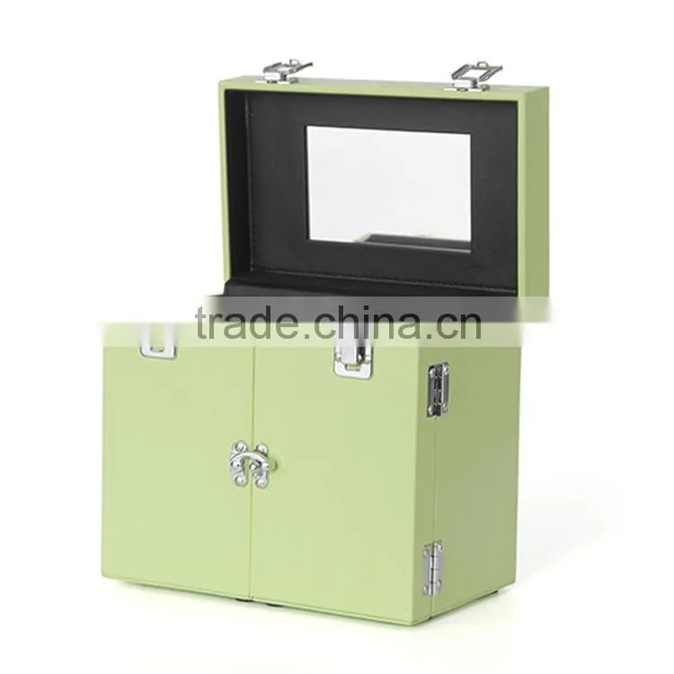 Wholesale Portable PVC Leather Empty Cosmetic Case Makeup Vanity Box With Mirror
