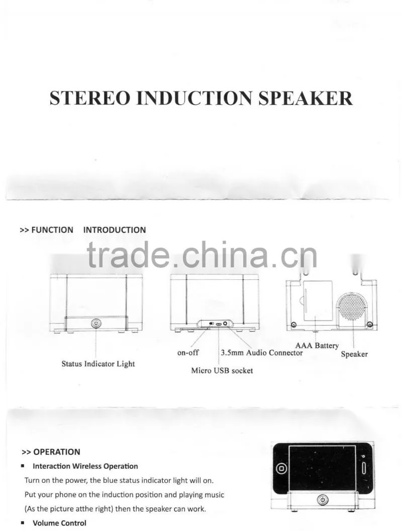 2016 new item portable induction speaker for smartphone