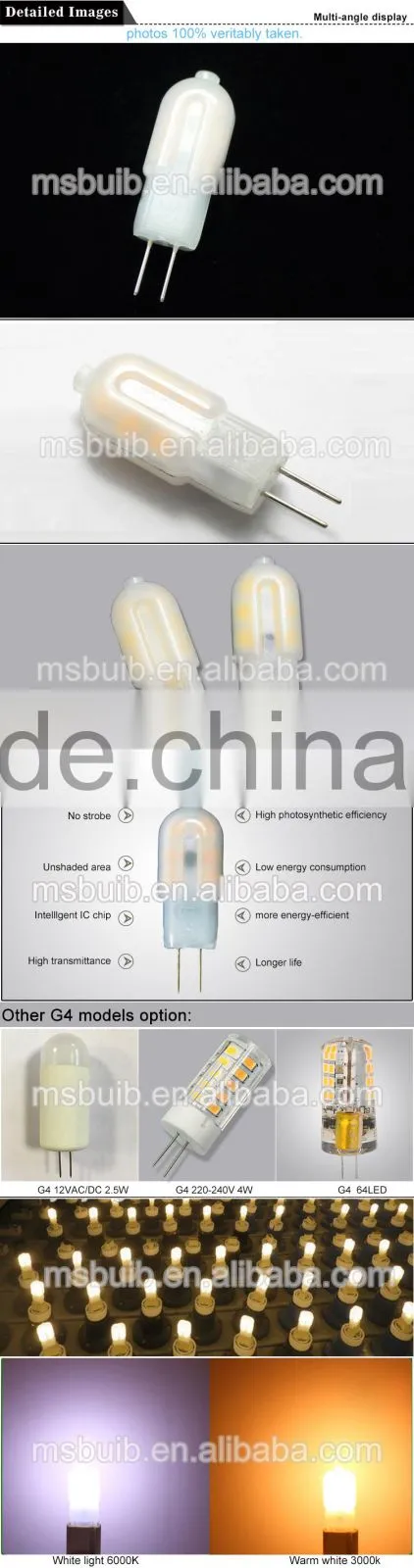 G4 LED bulb 1.5W 100LM 12V SMD 2835 360 degree PC cover G4 LAMP