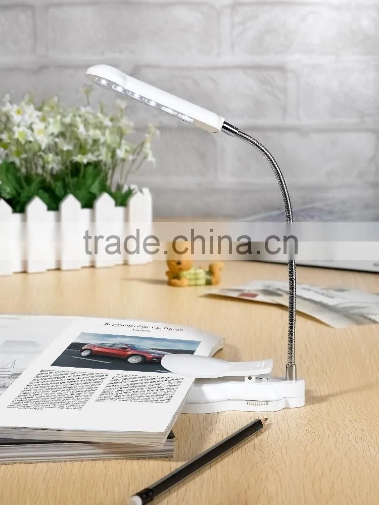 6 pcs of LED light, simlar to the nature light,Can be clipped to a book or stand on desk Reading lamp