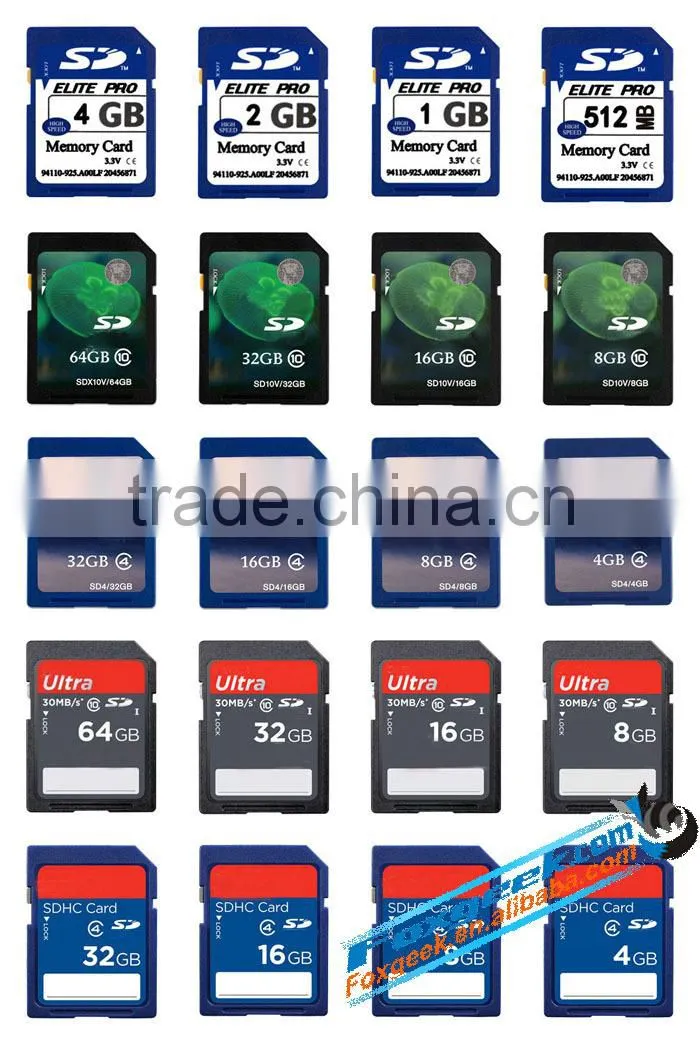 Distribute Brand SD Memory Card 2 4 8 16 32 128 256 m mb G GB Class 10 6 with Blister Packing,micro Capacity SD Card price