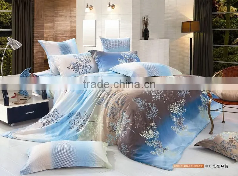 100% cotton snowy Bed Linen Duvet Cover Set/nice print bed cover set