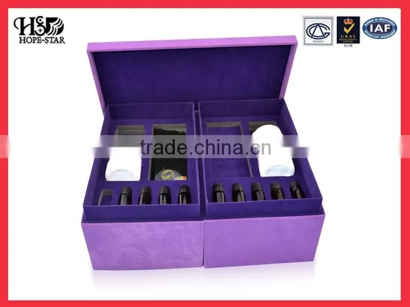 Handmade luxury jewelry box, cosmetic box, purple gift leather box