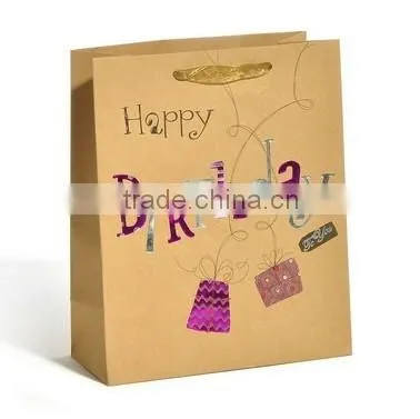 diy christmas brown paper drawstring gift bags