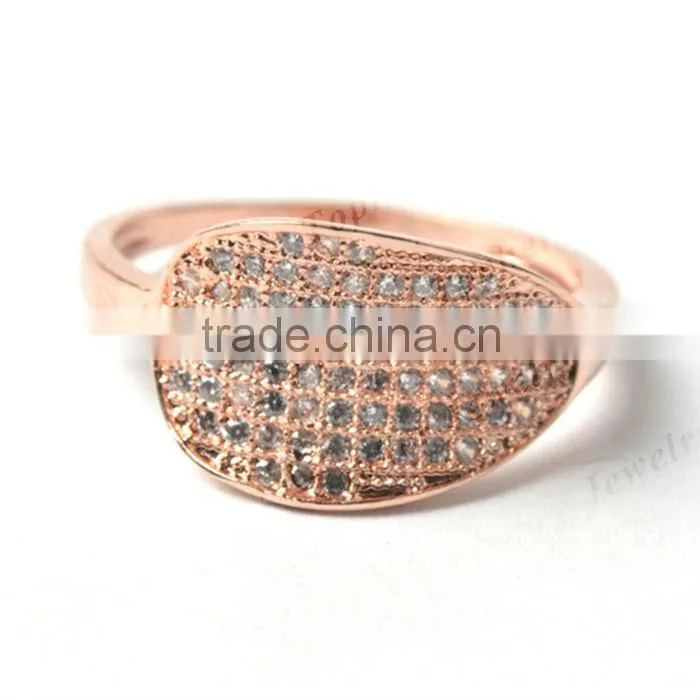Stunning 925 Sterling Silver Pave Setting Cubic Zirconia gold plated silver ring