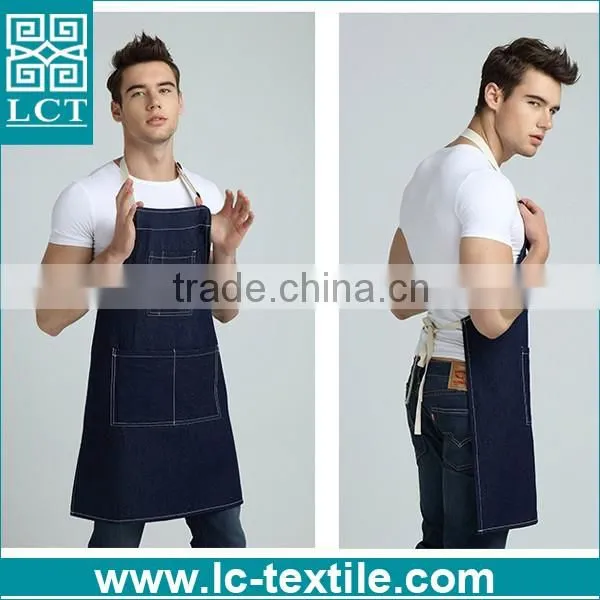 denim shop apron with pockets
