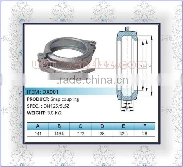 concrete pump snap coupling