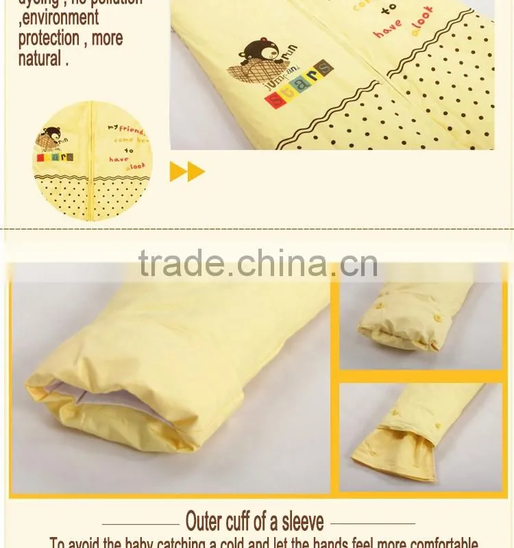 Children's 100% cotton baby sleeping bag detachable sleeve and detachable cotton fillings quilt for four seasons pink color