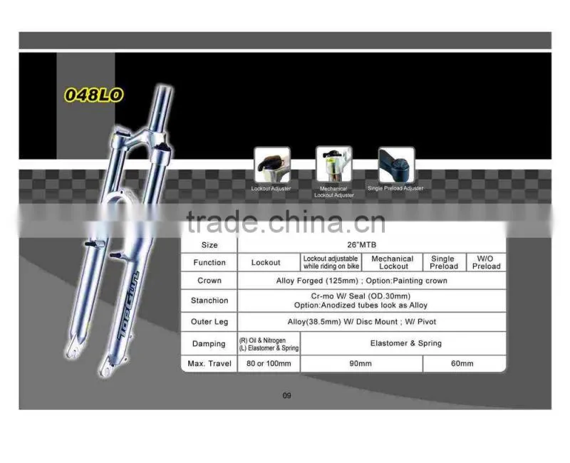 Single preload electric bike front fork