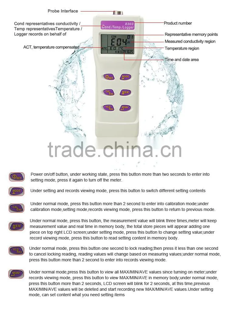 Electrical Conductivity Water Salinity Meter Digital TDS Meter Price