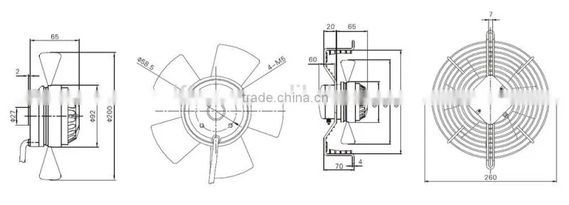 200mm axial fan with external rotor motor
