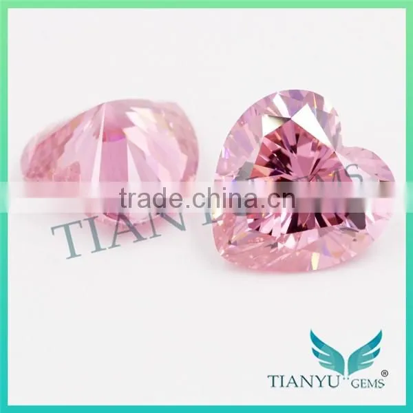 Wholesale Synthetic Heat CZ Stone 8*8 Pink Heart Cut Loose Cubic Zirconia Price
