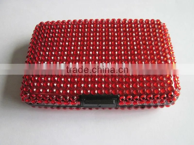 crystal aluminum credit card holder with rhinestone,plastic credit card case