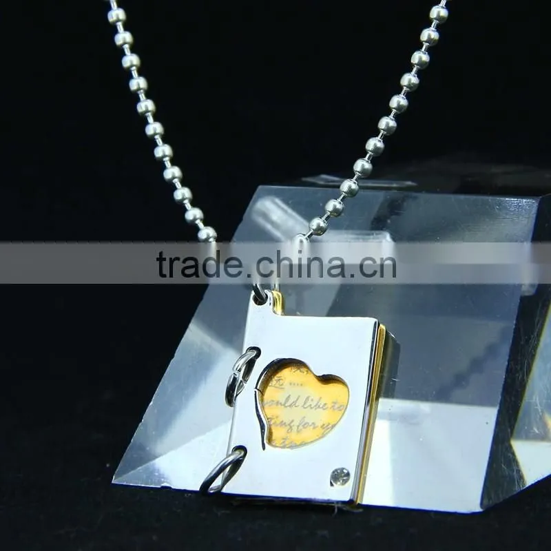 stainless steel book pendants new design