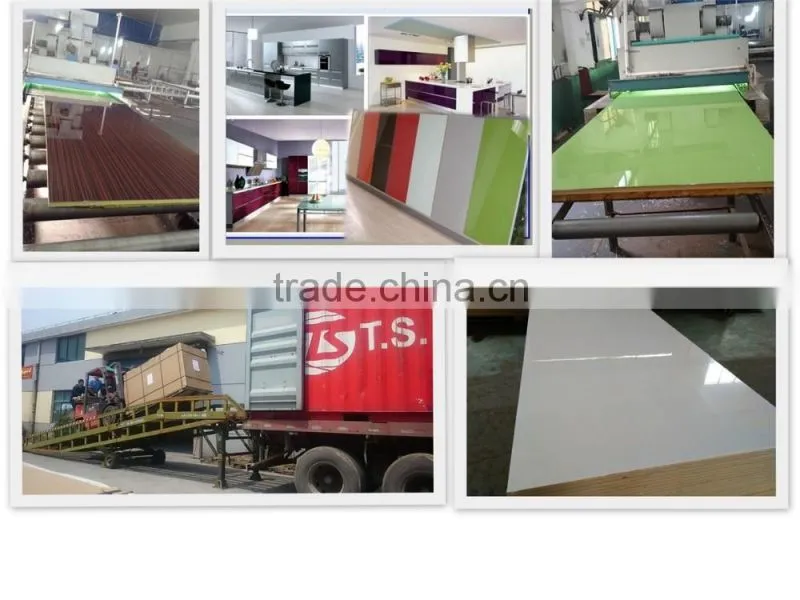 PET MDF kitchen cabinet doors with edge banding and handle