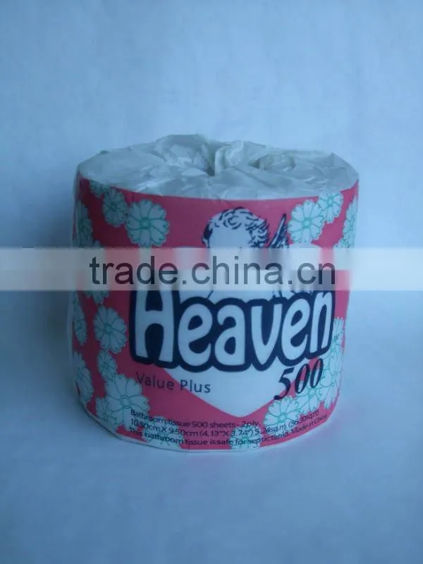 Toilet paper roll with paper wrapper