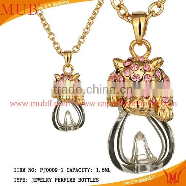 Leopard Shape Necklace Pendant Glass Perfume bottle jewelry Necklace