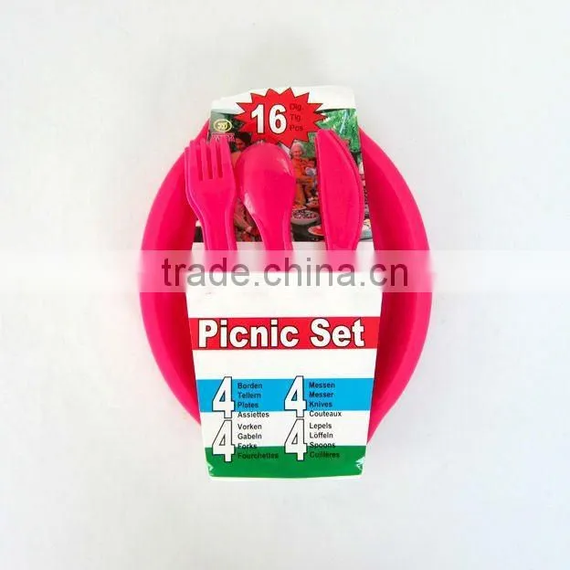 Plastic oval plate tableware picnic set 16 pcs