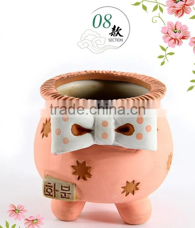 Korean style hand painting ceramic small decorative flower pots