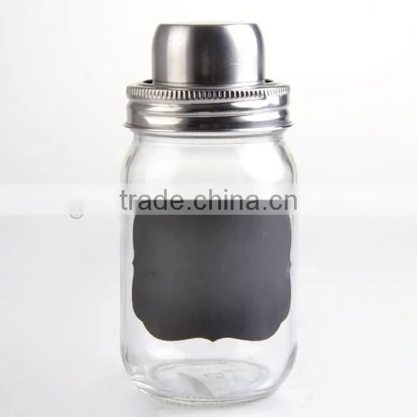 13oz hermetic glass shaker storage maosn jar with blackboard
