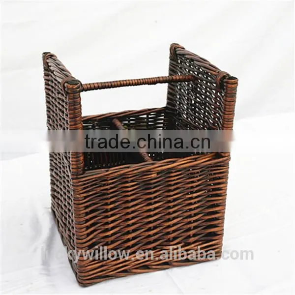 Four Section Painted Wicker Bottle Holder