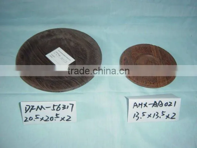 carbonized wholesale decorative round wooden plate