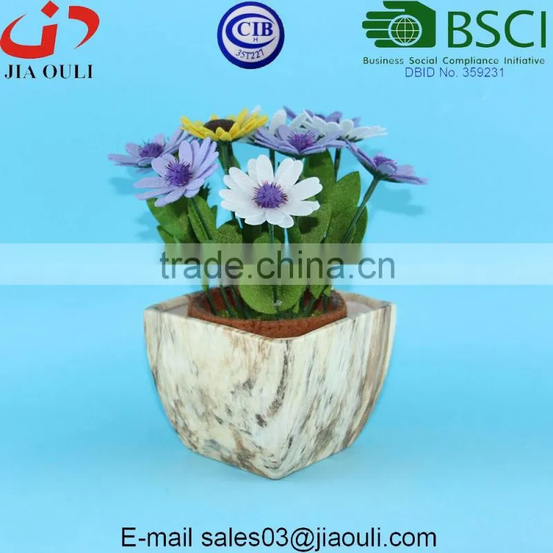Glazed white and wash Ceramic Rectangle Sucuulent Plant Pot/Cactus Flower Pot