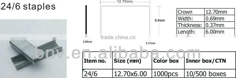 Quality silver color galvanized staple pin no.10