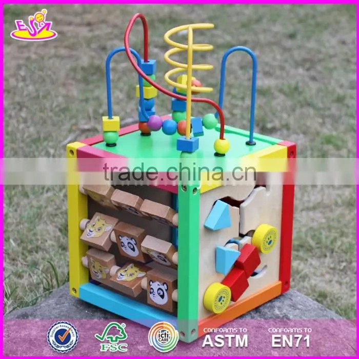 2017 new design multi-function 5 in 1 kids wooden bead roller coaster W11B137