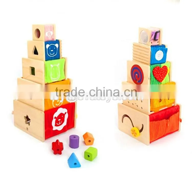 Creative intelligent nesting toys wooden baby stacking cups W13D089