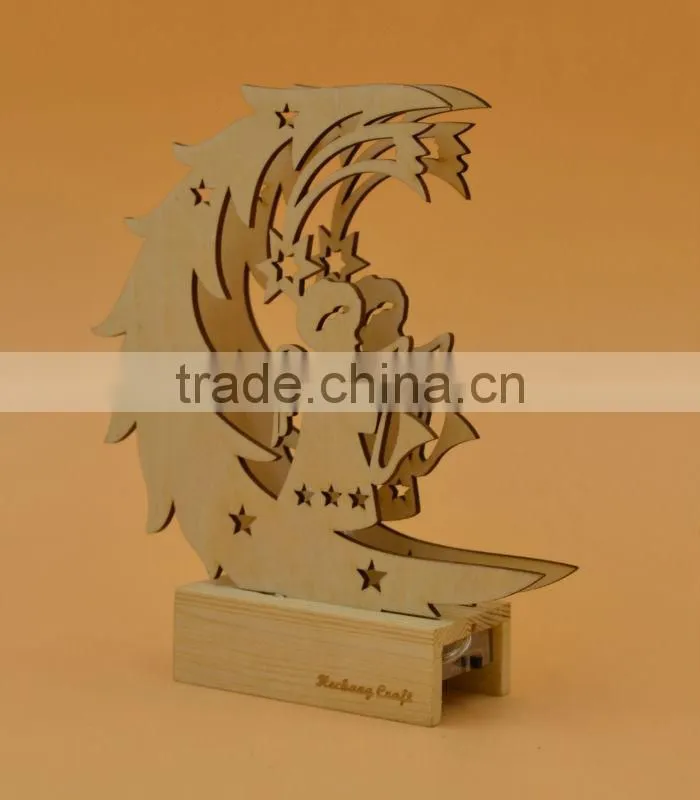 2015 newest top quality wooden Christmas decor gift with light