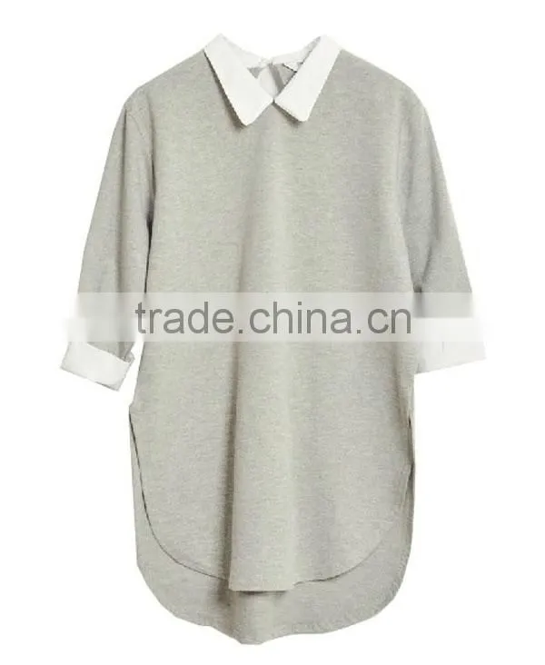 Hot style grey and white custom t-shirt with short front long back design