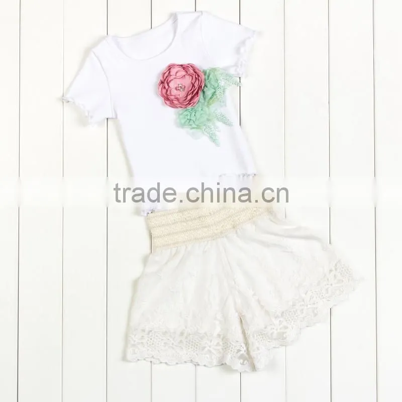 New popular baby girls lace shorts set,2pcs set for toddler girls