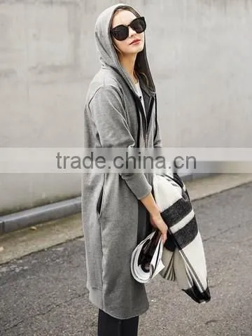 Plus Size Long Sleeve Loose Hoodie coat women hooded jacket wholesale