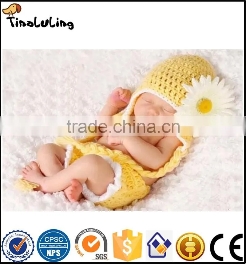 flower baby hat handmade knitted hat baby photography props NPT56 Tinaluling