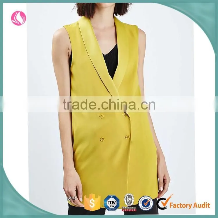 Double Breast Women Fall Formal Sleeveless Jacket for Ladies