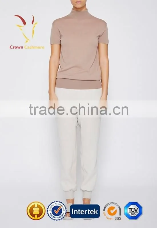 Short Sleeve Turtleneck Knitted Wool Sweater For Women