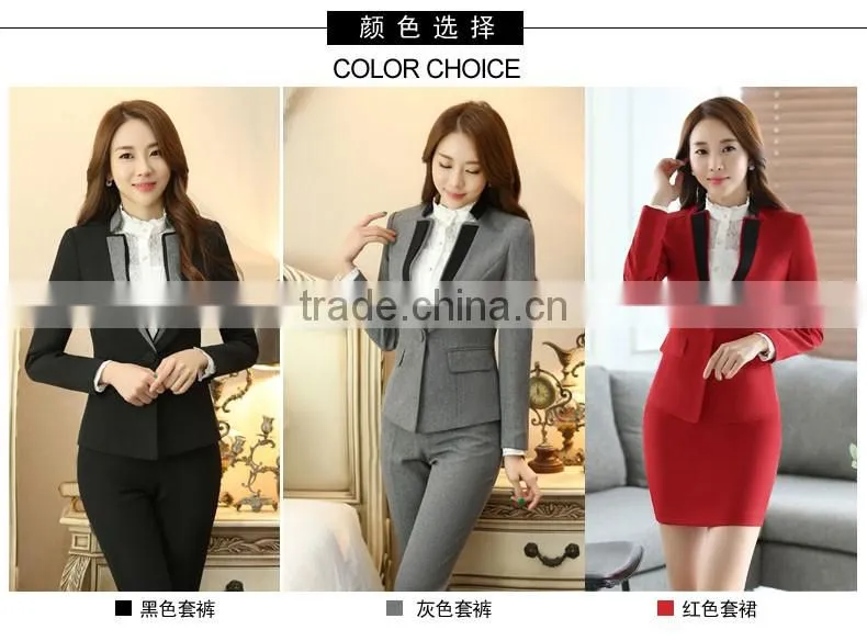 high quality hot sell long sleeve newest design stylish ladies suit hotel uniform