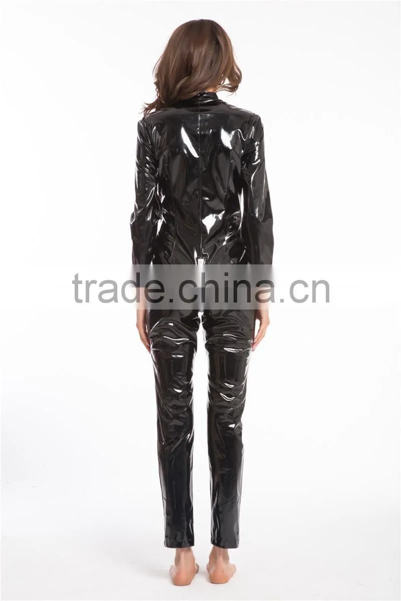 20115 Instyles Sexy Catwoman False Leather Zipper Wetlook Jumpsuit Catsuit Club Fancy Dress