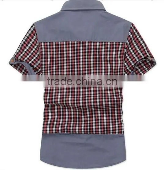 2014 new model casual shirt for men plaid short sleeve shirts