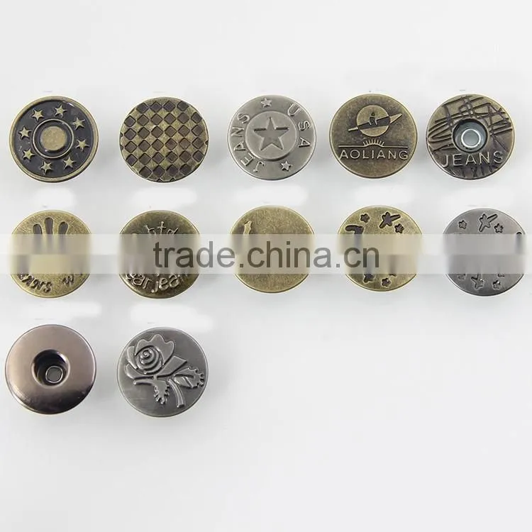 Custom Fashion China Button Factory Metal Jeans Button